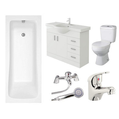 Veebath Sophia 1700mm Bath Vanity Unit, Toilet & Taps Bathroom Suite - image 1