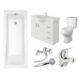 Veebath Sophia 1700mm Bath Vanity Unit, Toilet & Taps Bathroom Suite - thumbnail 1