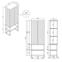 Royal Bathrooms Vienna 1600mm Matt White Push Open Doors Bathroom Tall Boy Unit With Brushed Brass Frame - thumbnail 4
