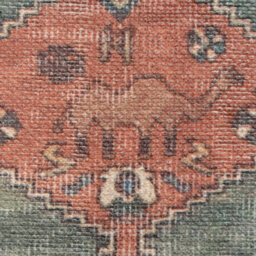 Loomed Distressed Terracotta Green Persian Style Washable Non Slip Rug 200X290Cm - thumbnail 6
