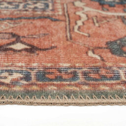 Loomed Distressed Terracotta Green Persian Style Washable Non Slip Rug 200X290Cm - thumbnail 8
