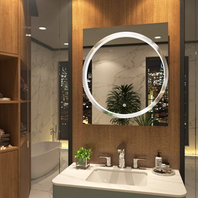 Royal Bathrooms Monaco 600 X 700mm Led Illuminated Chrome Frame Bathroom Mirror - Touch Sensor - image 1