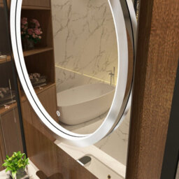 Royal Bathrooms Monaco 600 X 700mm Led Illuminated Chrome Frame Bathroom Mirror - Touch Sensor - thumbnail 8