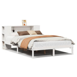 Berkfield Bookcase Bed Without Mattress White 150X200 Cm King Size Solid Wood Pine - thumbnail 2
