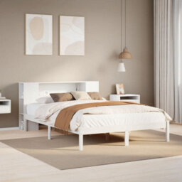 Berkfield Bookcase Bed Without Mattress White 150X200 Cm King Size Solid Wood Pine - thumbnail 1