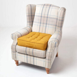 Homescapes Mustard Cotton Armchair Booster Cushion - thumbnail 7