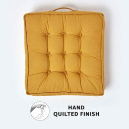 Homescapes Mustard Cotton Armchair Booster Cushion - thumbnail 3