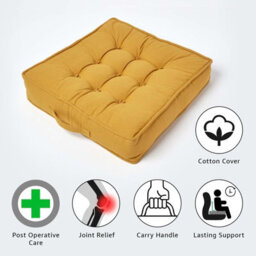 Homescapes Mustard Cotton Armchair Booster Cushion - thumbnail 2