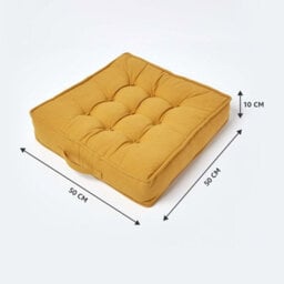 Homescapes Mustard Cotton Armchair Booster Cushion - thumbnail 5