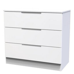 Messina Ready Assembled Matt White No Effect 3 Drawer Wide Chest (H)685mm (W)740mm (D)390mm - thumbnail 1