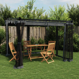 Walplus Gazebo With Mesh Walls Anthracite 3X3 M Steel