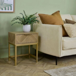Bedside Table For Bedroom, 1 Drawer Herringbone Bedside Cabinet - thumbnail 4