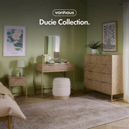 Bedside Table For Bedroom, 1 Drawer Herringbone Bedside Cabinet - thumbnail 3