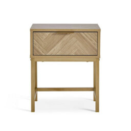 Bedside Table For Bedroom, 1 Drawer Herringbone Bedside Cabinet - thumbnail 1