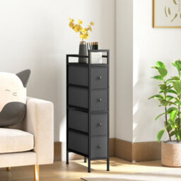 Homcom Narrow 4 Drawer Dresser With Steel Frame, Chest Of Drawers, Black - thumbnail 8