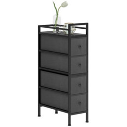 Homcom Narrow 4 Drawer Dresser With Steel Frame, Chest Of Drawers, Black - thumbnail 2