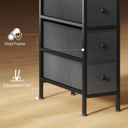 Homcom Narrow 4 Drawer Dresser With Steel Frame, Chest Of Drawers, Black - thumbnail 7