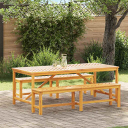 Berkfield Garden Dining Set 3 Pcs Brown 200 X 90 X 74 Cm - thumbnail 1