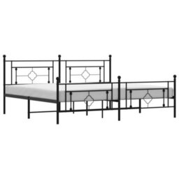 Berkfield Metal Bed Frame Without Mattress With Footboard Black 193X203Cm - thumbnail 2