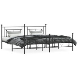 Berkfield Metal Bed Frame Without Mattress With Footboard Black 193X203Cm - thumbnail 3