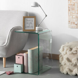 Beliani Cantilever Side End Table In Clear Tempered Glass 40 X 61 Cm - thumbnail 2