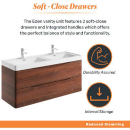 Plum&clay Eden Redwood Wall Hung Vanity Unit With Resin Basin (W)1200mm - thumbnail 6