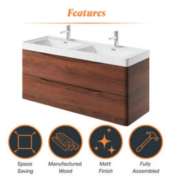 Plum&clay Eden Redwood Wall Hung Vanity Unit With Resin Basin (W)1200mm - thumbnail 8