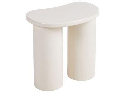 Wyld And Coco Living Kidney-Shaped Side Table White Painted Mdf Top Double Base - Compact Contemporary Side Table - image 1