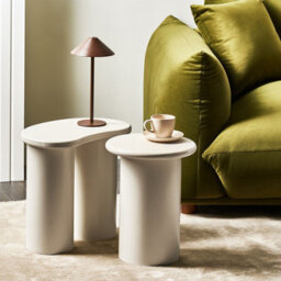 Wyld And Coco Living Kidney-Shaped Side Table White Painted Mdf Top Double Base - Compact Contemporary Side Table - thumbnail 2