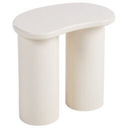 Wyld And Coco Living Kidney-Shaped Side Table White Painted Mdf Top Double Base - Compact Contemporary Side Table - thumbnail 4