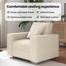 Vidaxl Sofa With Cushion With Pillow Beige 100 X 77 X 82 Cm Linen - thumbnail 8