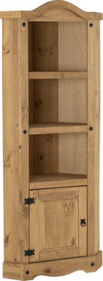 Seconique Corona Corner 1 Door 2 Shelf Display Unit In Distressed Waxed Pine - image 1