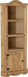 Seconique Corona Corner 1 Door 2 Shelf Display Unit In Distressed Waxed Pine
