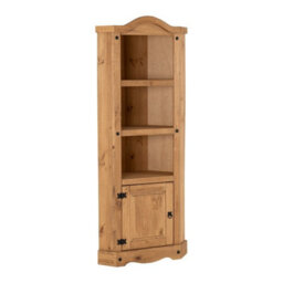 Seconique Corona Corner 1 Door 2 Shelf Display Unit In Distressed Waxed Pine - thumbnail 2