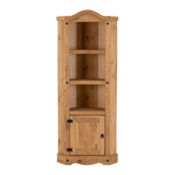 Seconique Corona Corner 1 Door 2 Shelf Display Unit In Distressed Waxed Pine - thumbnail 4