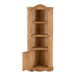 Seconique Corona Corner 1 Door 2 Shelf Display Unit In Distressed Waxed Pine - thumbnail 5