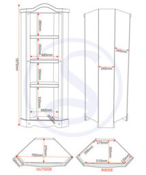 Seconique Corona Corner 1 Door 2 Shelf Display Unit In Distressed Waxed Pine - thumbnail 8