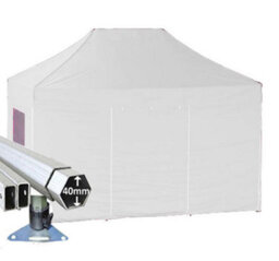 Crocodile Trading 3M X 2M Extreme 40 Commercial Instant Shelter Pop Up Gazebos Frame, Canopy & Sides - White - thumbnail 1