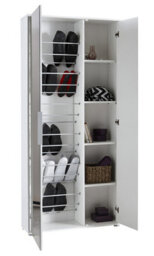 FurniComp LTD Furnicomp Zurich 2 Door Matt White Large Tall Mirrored Shoe Storage Cabinet - thumbnail 5