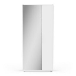 FurniComp LTD Furnicomp Zurich 2 Door Matt White Large Tall Mirrored Shoe Storage Cabinet - thumbnail 2