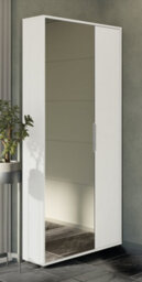 FurniComp LTD Furnicomp Zurich 2 Door Matt White Large Tall Mirrored Shoe Storage Cabinet - thumbnail 1