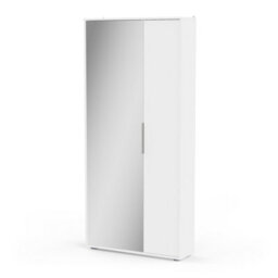 FurniComp LTD Furnicomp Zurich 2 Door Matt White Large Tall Mirrored Shoe Storage Cabinet - thumbnail 3