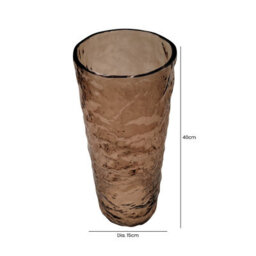 Vanity Living 40Cm Amber Brown Textured Glass Vase, Tall Handmade Decorative Flower Vase For Living Room - thumbnail 2