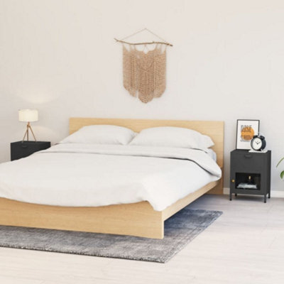 Berkfield Nightstands 2 Pcs Anthracite 40X30X54.5 Cm Steel And Glass - image 1