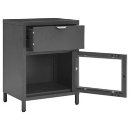 Berkfield Nightstands 2 Pcs Anthracite 40X30X54.5 Cm Steel And Glass - thumbnail 7