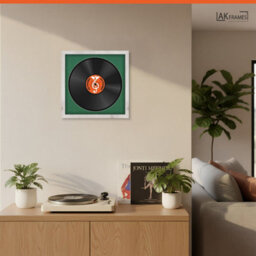 "16X16"" White Rustic Modern Vinyl Record Frame With Emerald Mount For 12 Inch Lp Disc - Ak Frames" - thumbnail 5