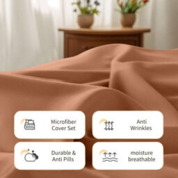 Aspire Homeware Peach Duvet Cover Set, Soft Microfiber & Reversible, Super King (L)220Cm X (W)260Cm - thumbnail 3