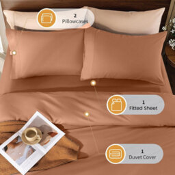 Aspire Homeware Peach Duvet Cover Set, Soft Microfiber & Reversible, Super King (L)220Cm X (W)260Cm - thumbnail 2