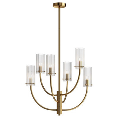 Luminosa Lighting Luminosa Arco Neoclassic Multi Arm Pendant Ceiling Light Brass, Glass Shade - image 1