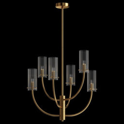 Luminosa Lighting Luminosa Arco Neoclassic Multi Arm Pendant Ceiling Light Brass, Glass Shade - thumbnail 2